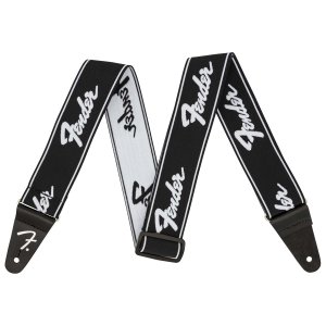 Fender Black White Strap with Logo