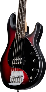 Sterling By Music Man StingRay5 HH RAY5HH Ruby Red Burs Satin