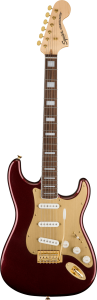 Squier 40Th Anniversary Stratocaster Gold Anodized Pickguard Ruby Red Metallic