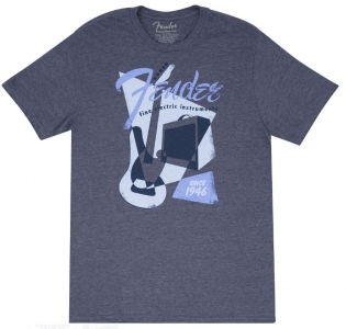Fender T-Shirt Vintage Geo 1946 Blue Small