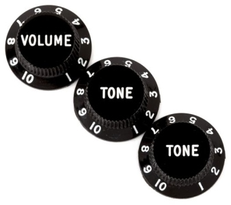 Fender Stratocaster Knobs Black Volume Tone Tone Set di 3