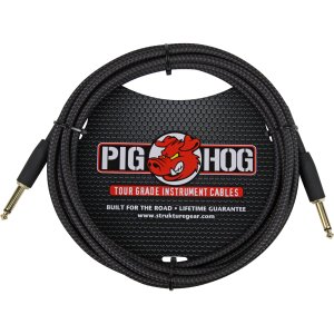 Pig Hog Black Woven Instrument Cable 3 Mt.