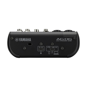 Yamaha Ag06Mk2 A 6-channel live streaming mixer with USB audio interface.