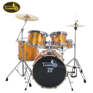 Tamburo Batteria T5 Yellow Sparkle con Piatti e Loro Supporti Sgabello e Bacchet