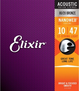 Elixir 11152 Nanoweb 80/20 Bronze Per Chitarra Acustica 12 Corde 10-047