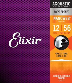 Elixir 11077 Nanoweb 80/20 Bronze Per Chitarra Acustica 12-56