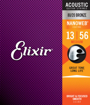 Elixir 11102 Nanoweb 80/20 Bronze Per Chitarra Acustica 13-56