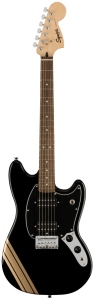 Squier Fsr Bullet Competition Mustang HH Black with Shoreline Gold Stripes
