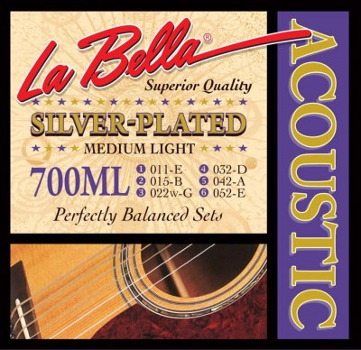 La Bella 700Ml Muta Per Chitarra Acustica Medium Ligth Tension 011-52