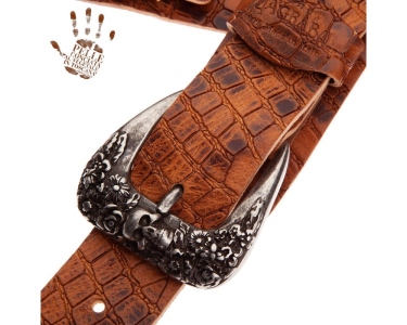 Magrabo Tracolla Twin Buckles Tc Embossed Croco Lux Marrone