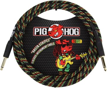 Pig Hog Rasta Stripes Instrument Cable 3 Mt.
