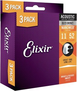 Elixir 3x pack 16565 acoustic 80/20 bronze nanoweb
