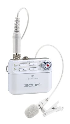 Zoom F2 Field Recorder Con  Microfono Lavalier Bianco