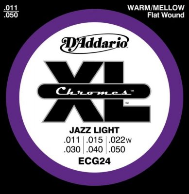 D'Addario Ecg24 Xl Chromes Flat Wound Jazz Light 11-50