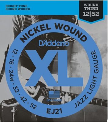 D'Addario Ej21 Nickel Wound Jazz  Light 012-52