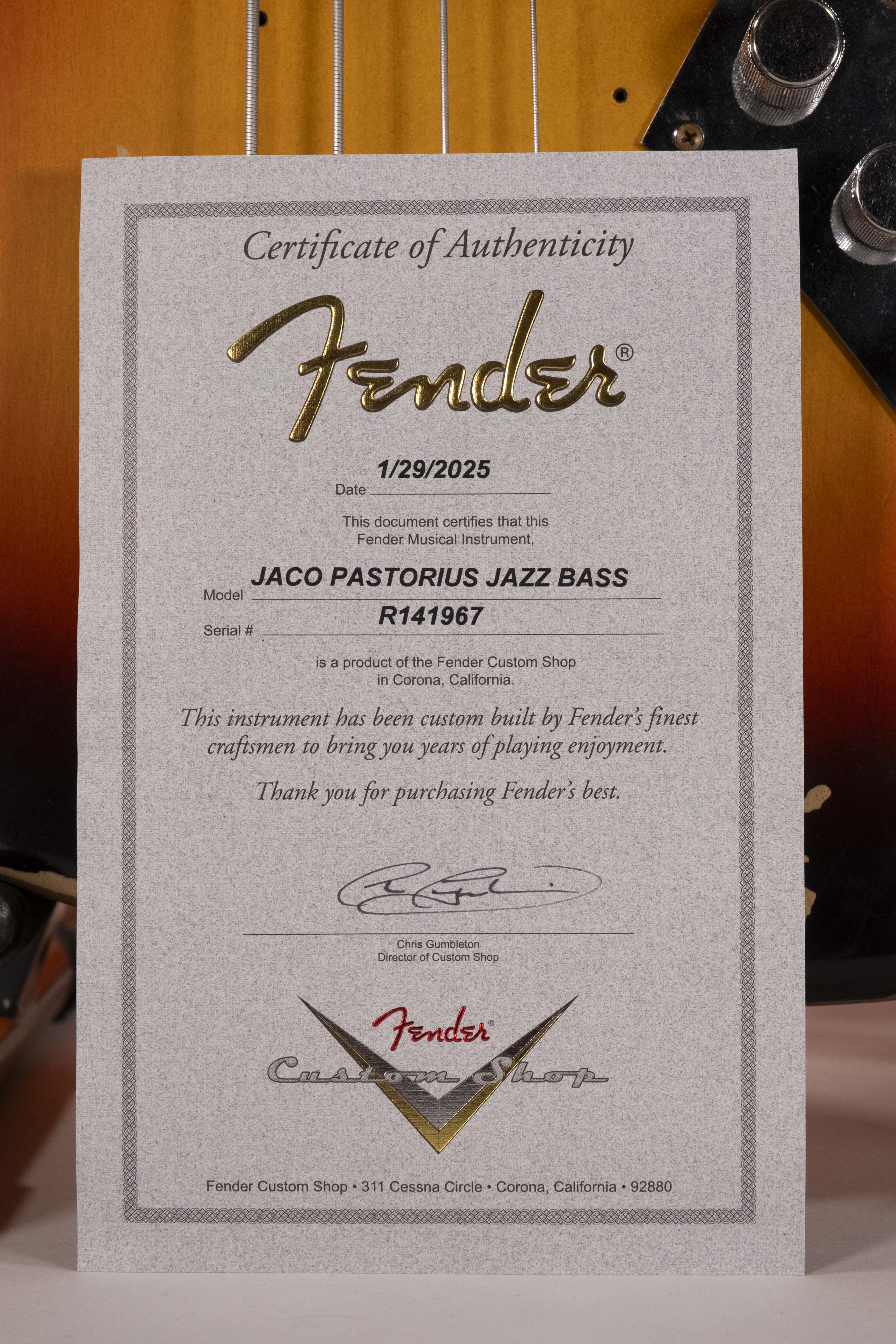 Fender Jaco Pastorius Tribute Fretless Jazz Bass Rosewood 3 Color Sunburst