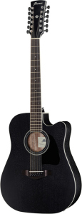 Ibanez 12 string Electro Acoustic Guitar Weathered Black Open Pore