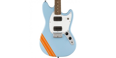 Squier Fsr Bullet Competition Mustang HH Daphne Blue e Competition Orange Stripe