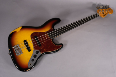 Fender Ltd 62 Jazz Bass Relic Ebony Fretless 3 Tone Sunburst