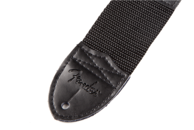 Fender Black Polyester Logo Straps White Logo