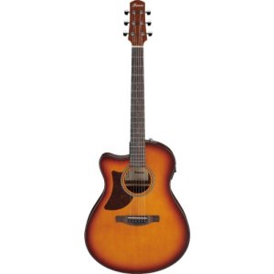 Ibanez AAM50LCE Open Pore Light Brown Sunburst Top Left Mancina