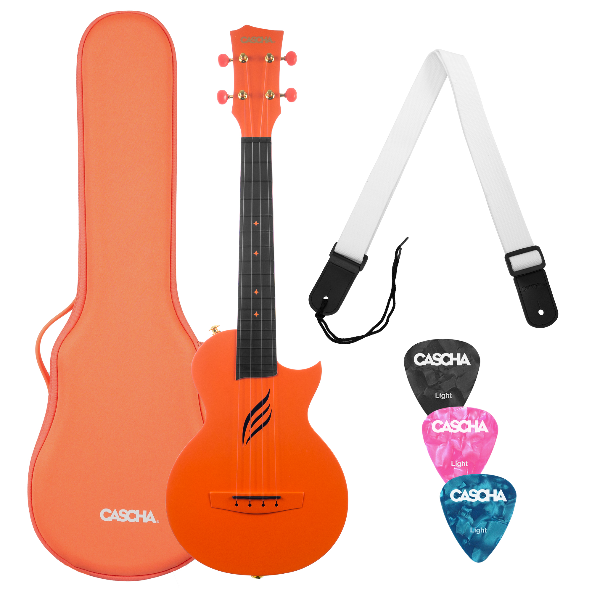 Cascha Ukulele Carbon Fibre Orange Set