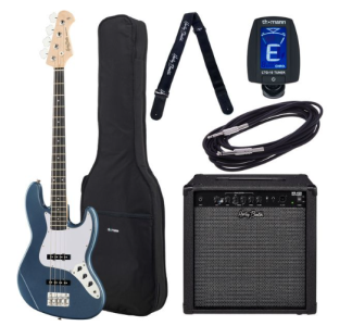 Harley Benton JB20 BM Standard Series Bundle Blu Metallizzato Lucido