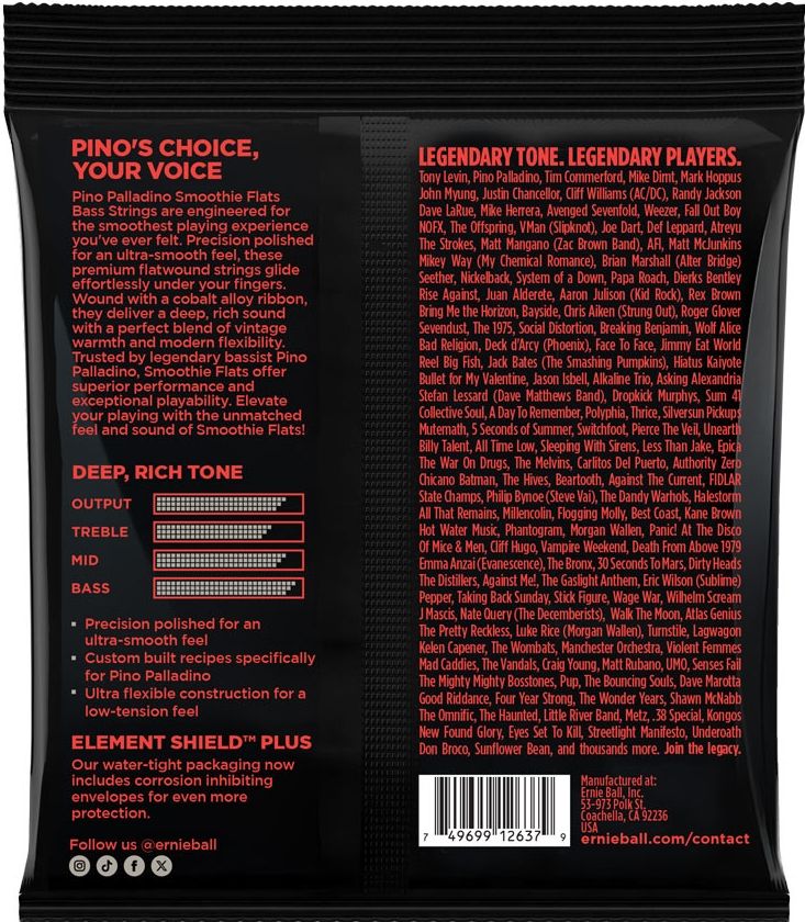Ernie Ball 2748 Pino Palladino Smoothie Flats Strings Extra Light 38-98