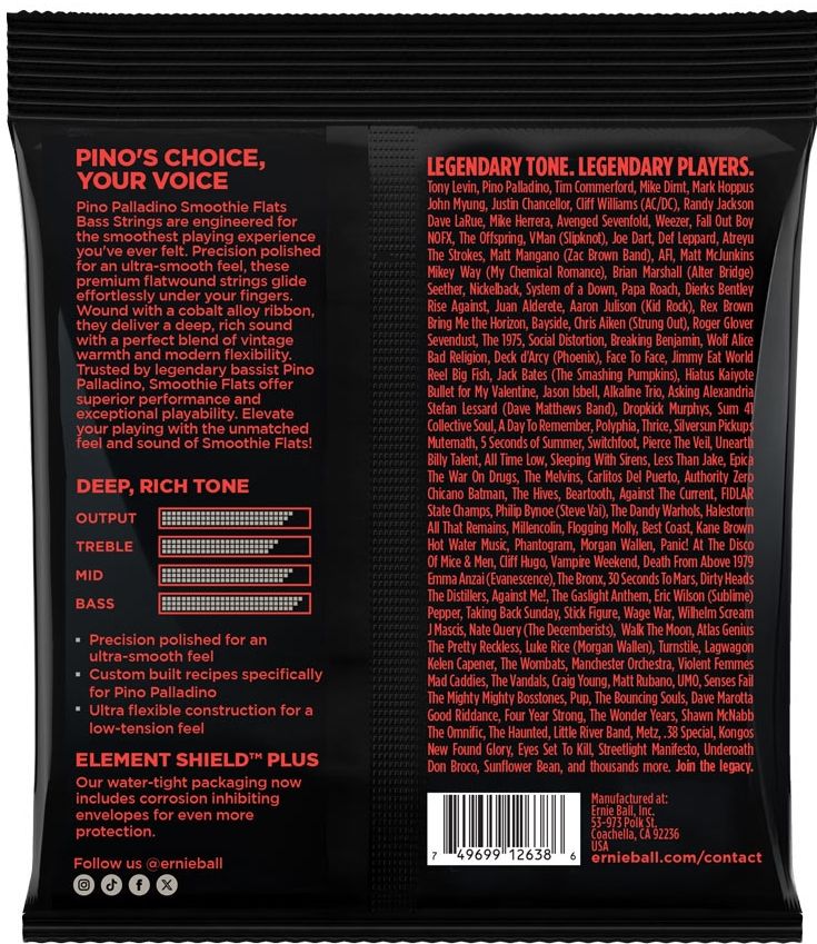 Ernie Ball 2749 Pino Palladino Smoothie Flats Medium 43-108