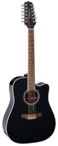 Takamine Dreadnought 12 Cutaway Elettrificata Black con Borsa