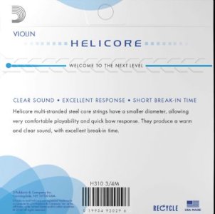 D'Addario H310 Helicore Muta Violino 3/4