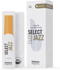 D'Addario Organic Select Jazz 2S Filed Reeds for Tenor Sax  (5 pcs)