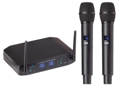 Soundsation Sistema Radiomicrofono Doppio UHF 16 Canali e 2 Microfoni Palmari
