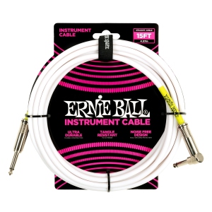 Ernie Ball 6400 Cavo Strumenti PVC Dritto Angolo Bianco Mt 4,5