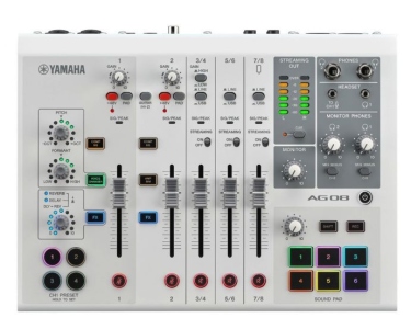 Yamaha AG08WH Mixer 8 Canali Live Streaming ed Interfaccia Audio USB Bianco