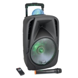 Karma 600W amplified speaker with wireless microphone and leds