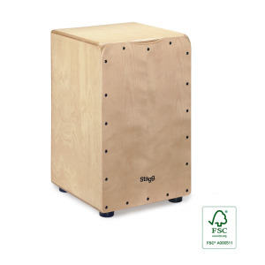 Stagg Standard-sized birch cajón with natural front board finish