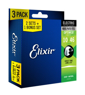 Elixir 3x2 pack 16552 electr nickel plated steel optiweb