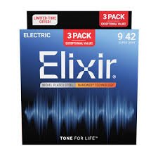 Elixir 3x pack 16566 electr nickel plated steel nanoweb