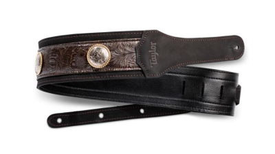 Taylor Grand Pacific 3' Nickel Concho Black Leather Strap