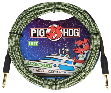 Pig Hog Jamaica Green Instrument Cable 3 Mt.