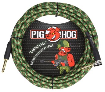 Pig Hog Camouflage Instrument Cable 3 Mt. Right Angle