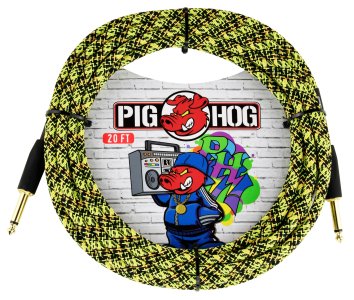Pig Hog Yellow Graffiti Instrument Cable 6 Mt.