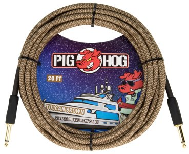 Pig Hog Tuscan Brown Instrument Cable 3 Mt. Dritto Pipa
