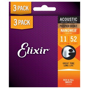 Elixir 3x pack 16568 acoustic phosphor bronze nanoweb