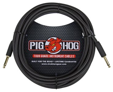 Pig Hog Black Woven Instrument Cable 6 Mt.