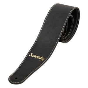 Sadowsky Tracolla 90mm in Pelle Nera Logo Gold